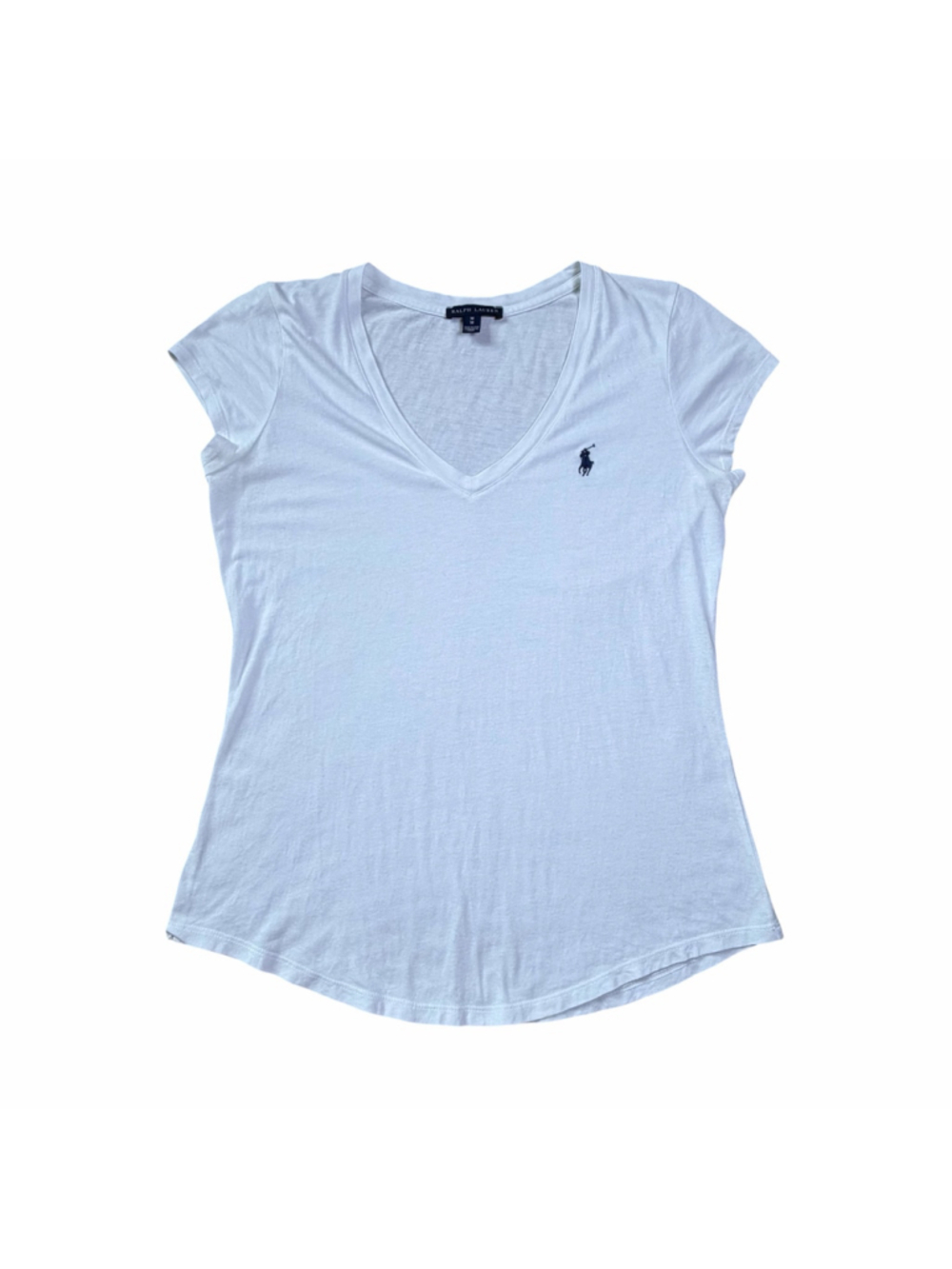 Ralph Lauren Polo White V-Neck Short Sleeve Tee Women’s Size Medium - Picture 2 of 6